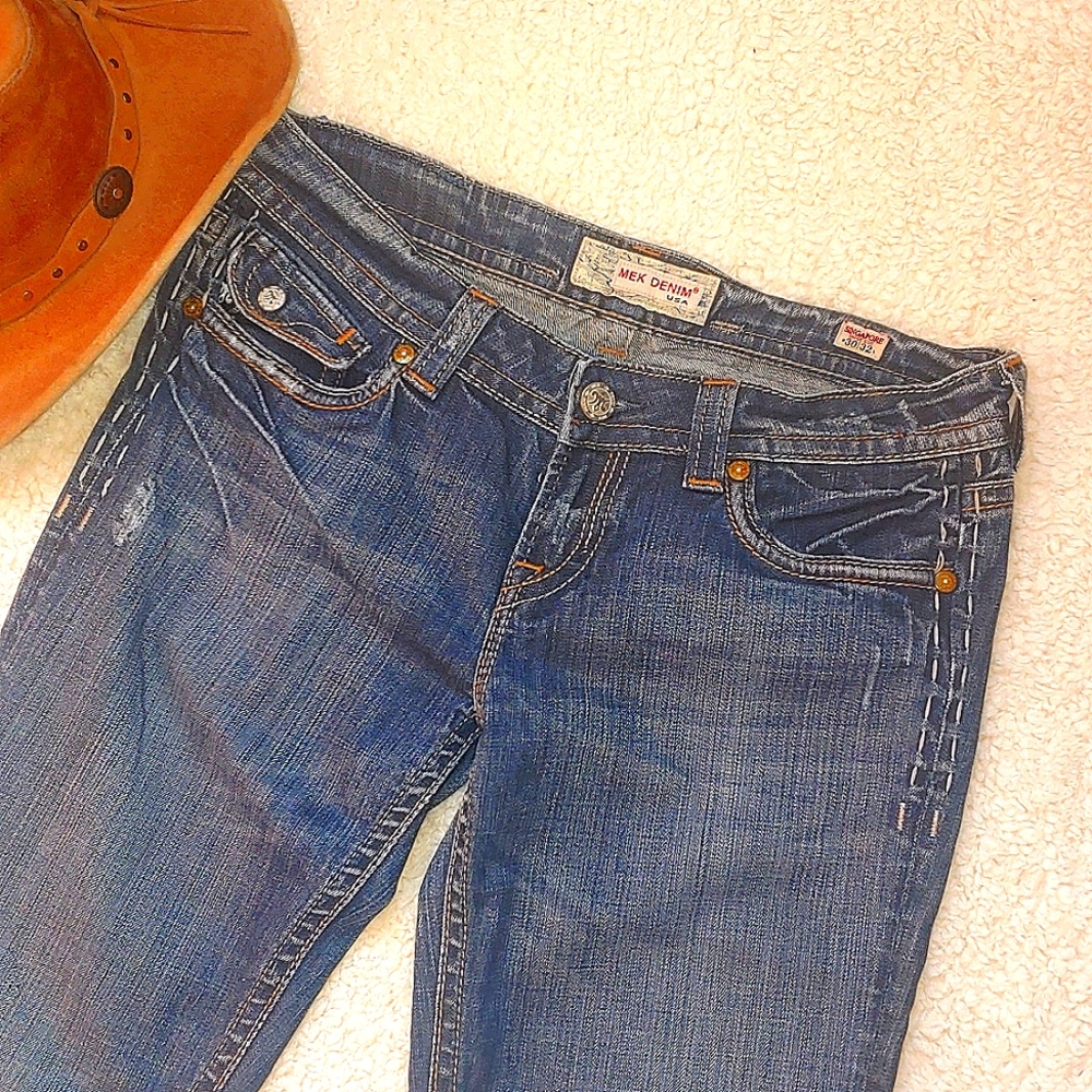 MEK Denim Singapore Distressed Bootcut Jeans - Picture 8 of 9